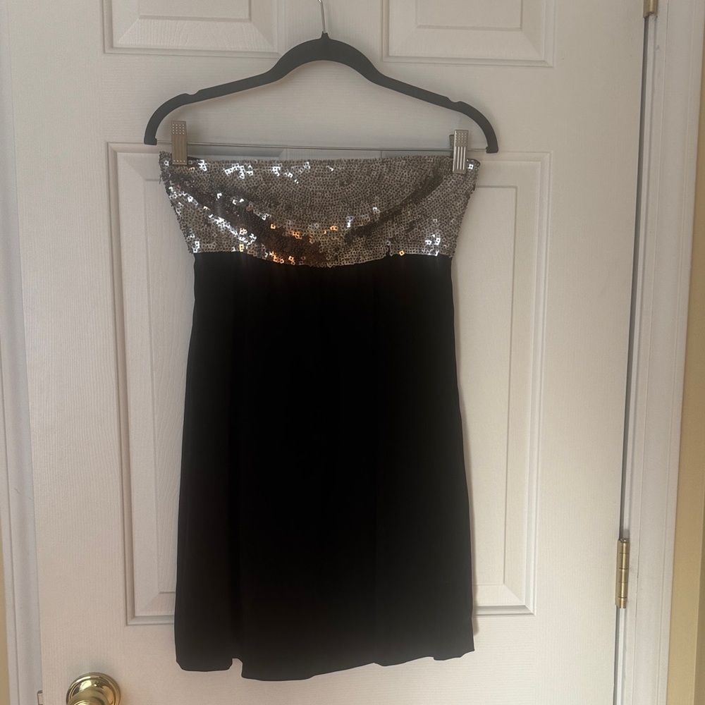 Theory Silk/wool Black Strapless Dress